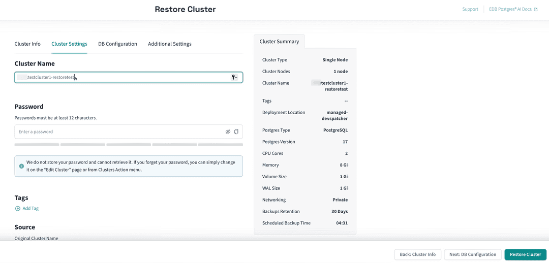 Restore Cluster